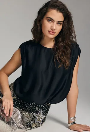 Anthropologie Silky Boatneck Top XS New With Tags thumbnail 1