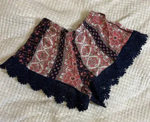 Medium Floral Navy Blue Mini Shorts Red thumbnail 1