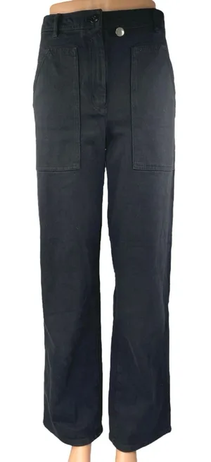 Aritzia Wilfred Women's Black High Rise Straight Wide Leg Trousers Pants Size 6 thumbnail 1