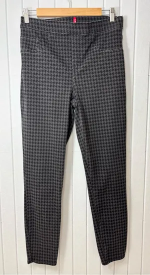 SPANX‎ Black & Gray Houndstooth Leggings Size L thumbnail 1
