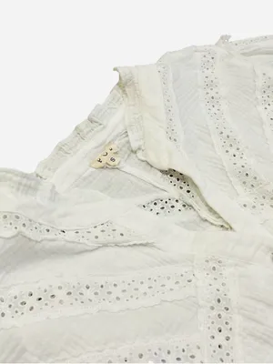 POL White Eyelet Button-Front Blouse thumbnail 2