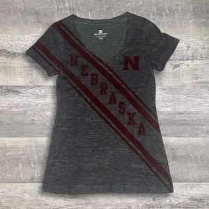 Level Wear University Of Nebraska Huskers V-Neck Shirt Juniors M Dark Grey NCAA thumbnail 1