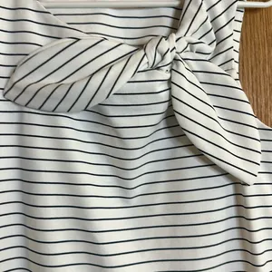 Banana Republic Navy Blue & White Striped Top With Bow thumbnail 3