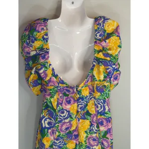 Zara Green‎ Purple Yellow Floral Mini Corset Dress Womens Large Coquette Girl thumbnail 10