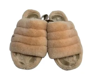 UGG Fluff Yeah Slide Peach Tan Sheepskin Slingback Slipper 1095119 Womens 9 thumbnail 1