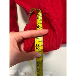 SK & Company Women's Red Angora Wool Cable Knit Turtleneck Sweater M thumbnail 6