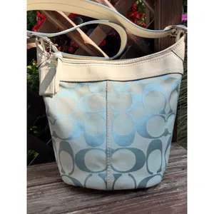 Coach Bleecker Bucket Bag Y2K Light Blue Signature Canvas Leather F12358 thumbnail 2