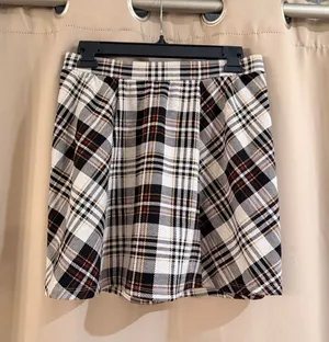 Full Tilt Plaid A-Line Skirt in Cream and Black thumbnail 1