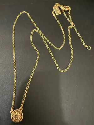COACH Rose-Gold Open Circle Crystal Pendant Necklace thumbnail 1