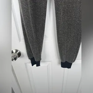 Sz 0 Free People Gray Herringbone Jogger Pants Pleated Trousers $158 MSRP thumbnail 4