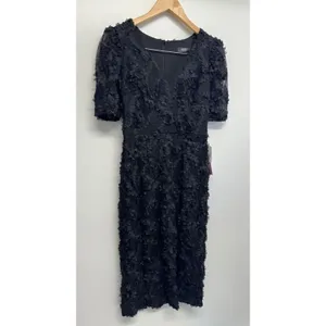 AQUA Formal Dress Size 2 Black Lace Knee Length Cocktail‎ Party Short Sleeve NWT thumbnail 3
