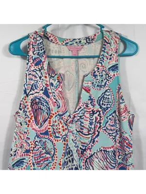 Lilly Pulitzer Seashell Print Sleeveless Shift Dress Women’s Large Coastal thumbnail 2