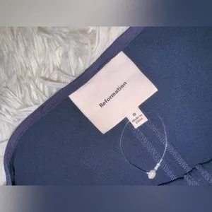 NWOT Reformation Cyra dropped waist pleated skirt dress midnight navy blue sz 0 thumbnail 7
