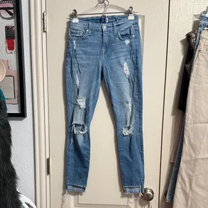 7‎ For All Mankind Distressed Frayed Ankle Skinny Jeans thumbnail 2