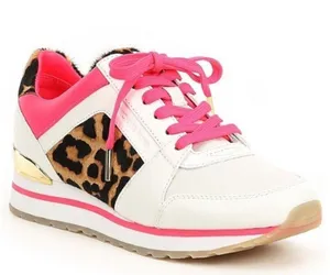 Michael Kors Billie Trainer Leather Leopard Print Sneakers Size 9 thumbnail 1