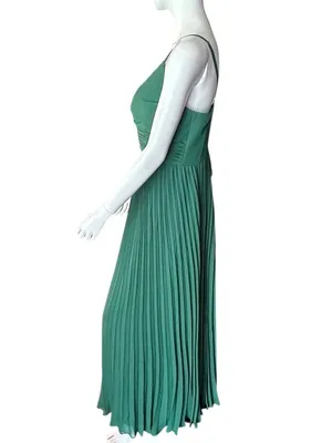 Latena Sweetheart Neckline Spaghetti Strap Pleated Formal Green Size 18 NWT thumbnail 3