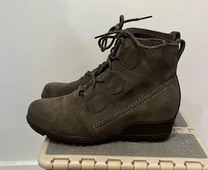 SOREL Evie Lace Wedge Booties Suede gray size 10 thumbnail 5