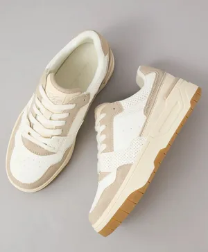 American Eagle White Beige Taupe Varsity Retro Sneaker Chunky Platform Shoes thumbnail 2