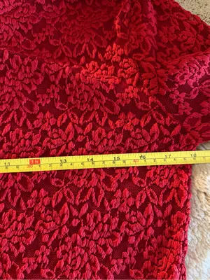 Forenza Red Lace Mock Neck Long Sleeve Top Scallop Hem Top Size Small 90’s Y2K thumbnail 7