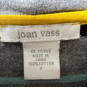 Joan Vass Striped Poncho Top‎ Cowl Neck Oversized Cotton Boxy Batwing 2 M/L thumbnail 5