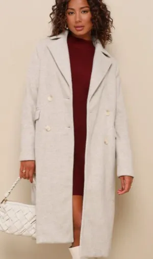 Lulus Brisk Elegance Light Beige Double-Breasted Coat Women Size XS Wool Blend thumbnail 1
