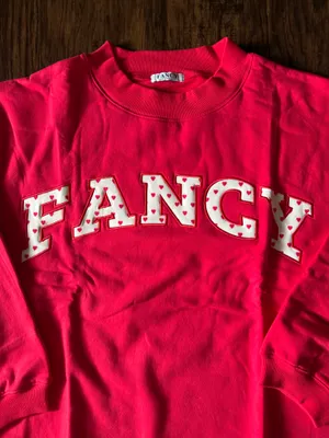 Fancy Oversized Fleece Heart Letters Mockneck - Ruby Red thumbnail 6