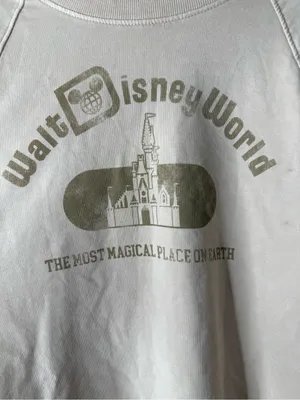 Disney Tan Walt Disney World Crewneck Sweatshirt with Castle Graphic size small thumbnail 6