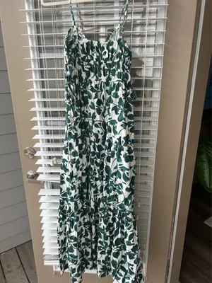 Moon River Green and white maxi dress floral thumbnail 6