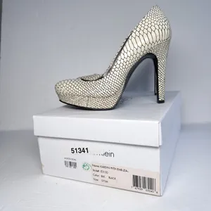 Calvin Klein Karsyn Python Embossed Leather Platform Pumps 7M thumbnail 2