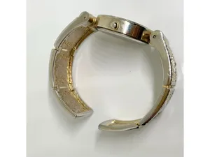 Geneva gold tone women’s cuff bracelet watch 31mm rhinestones quartz running thumbnail 7