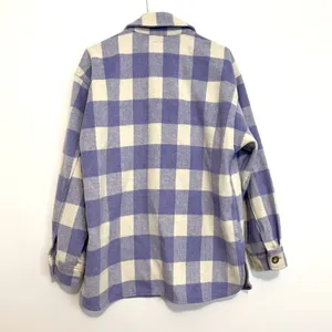 WILD FABLE Lilac Lavender Purple Cream Ivory Plaid Oversized Fit Shacket Jacket thumbnail 13
