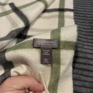 Charter Club Beige Plaid Luxury 100% Cashmere Scarf thumbnail 5