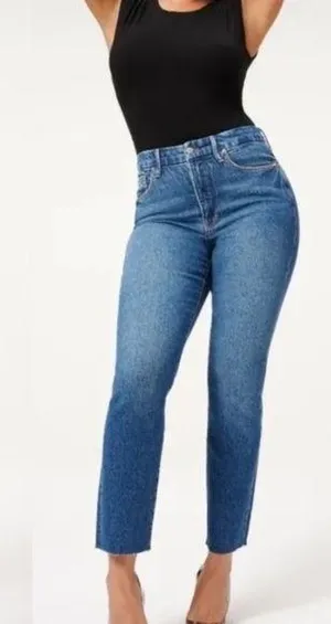 Good American Denim Jeans 2/26 Good Classic Raw Hem High Rise Skinny’sh Inseam28 thumbnail 1