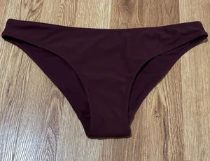 H&M NWOT Women's Classic Bikini Bottom in Deep Burgundy thumbnail 1