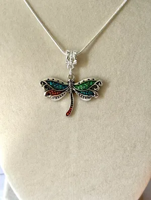 Colorful Dragonfly Necklace (588) Silver thumbnail 2