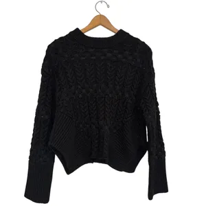 Zara Black Cable Knit Cutout Sweater Womens Size S Pullover Long‎ Sleeve thumbnail 3