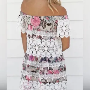 NWOT!! For Love & Lemons Cadence Off The Shoulder Boho Mini Dress Size Medium thumbnail 7