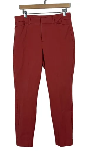 Old Navy Pixie Skinny Solid Pants Rust Red Business Casual Stretch Size 12 thumbnail 1