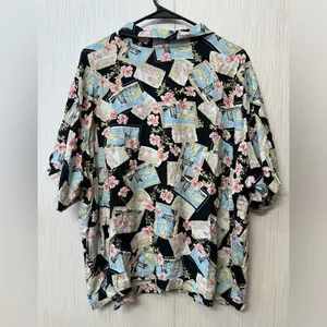 Bahama Beach Woman Y2K Pattern Gyaru button‎ up Black Size 3X thumbnail 9