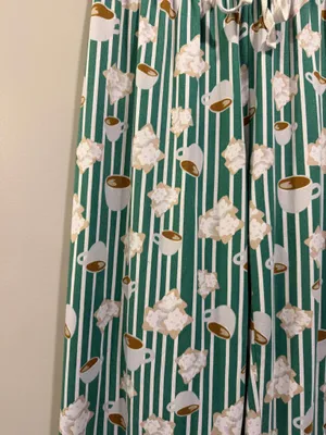 The Royal Standard Beignet Striped Print Drawstring Waist Pajama Pants Green and White thumbnail 6