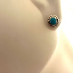Silver tone blue post earrings thumbnail 4