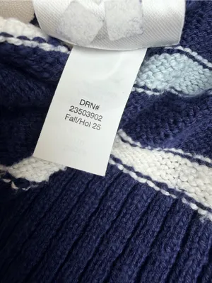 Eddie Bauer Women’s Small 100% Cotton Striped Quarter Zip Sweater Navy thumbnail 5