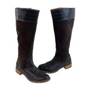 Timberland Knee High Brown Mixed Leather Boots Womens US Sz 7 Zip Casual Winter thumbnail 2