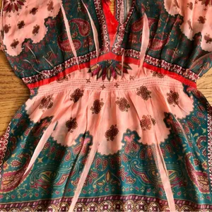 Unity Coral Green Paisley Sublimation Sheer Swim Cover Up Beach Dress Size M thumbnail 2