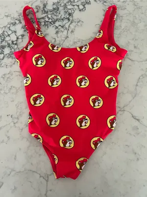 Buc-ees Swimsuit Womens Small Red One Piece Print Stretch Bucees Bathing Suit thumbnail 2