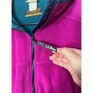 L.L.Bean Womens Fleece Jacket Polartec Windproof Zip Front‎ Purple Teal Trim L thumbnail 5