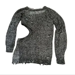 NBD Mundaka Distressed Oversized Black Metallic Sweater(Size Small) thumbnail 3