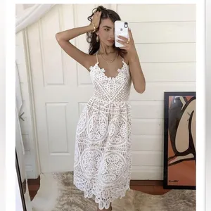 Two Sisters Annabelle Sleevess Lace V Neck Midi Dress White Size XS NWT thumbnail 5