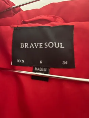 Brave Soul Red Puffer Coat Cropped thumbnail 3