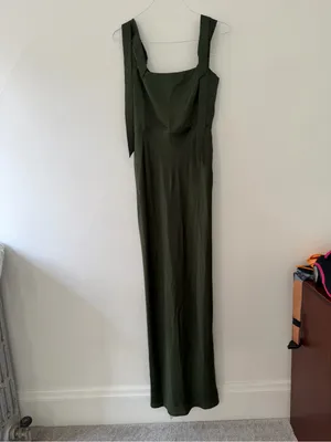 NWT Park & Fifth Albright Dress in Dark Olive Satin Size Small Bridesmaid Maxi thumbnail 3